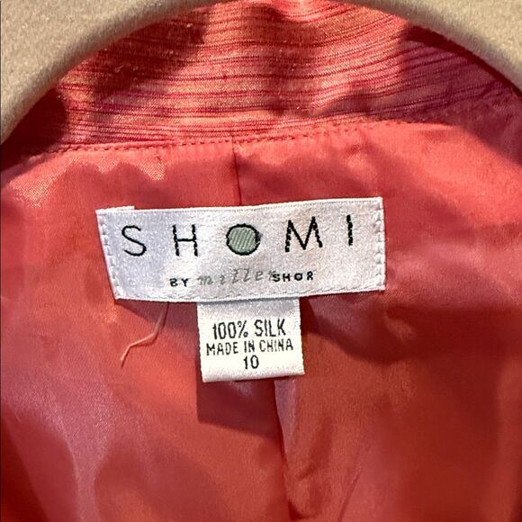 Shomi Women's Striped Coral 100% Silk Blazer Size 10 - Picture 2 of 4
